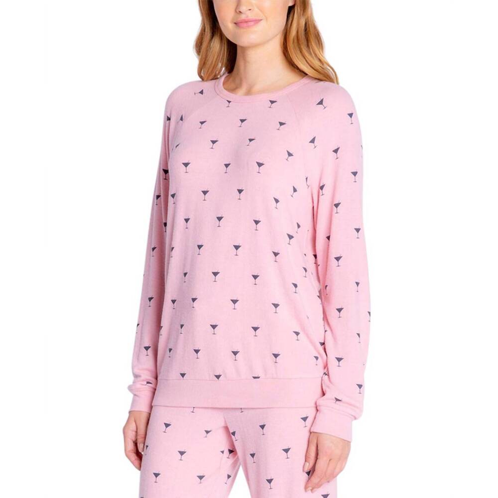 NEW INSOMNIAX butter jersey long sleeve crewneck pajama top in blush